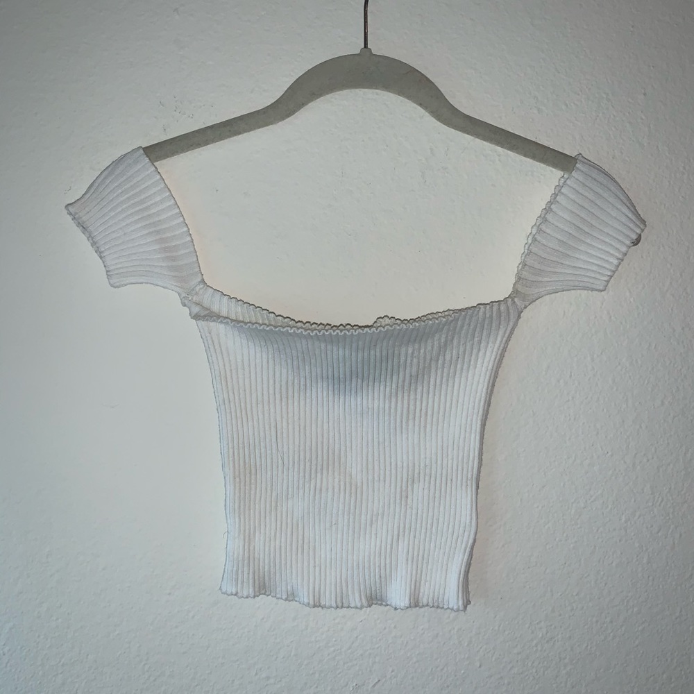 Smocked Off-the-Shoulder Crop Top